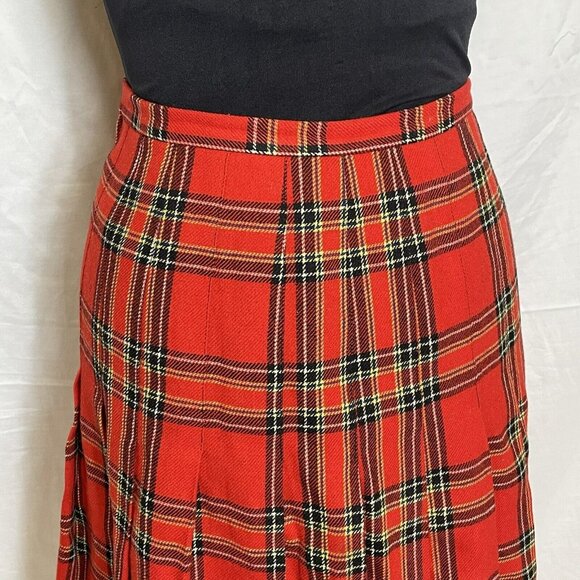 Vintage Young Pendleton Girls Size 11-12 Red Wool Tartan Plaid Pleated Skirt - Picture 2 of 13